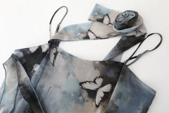 Butterfly print chiffon cami mini dress
