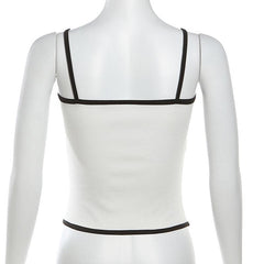 U neck hollow out bowknot stitch cami cut out top