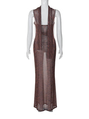 Tiger print sheer mesh cami maxi dress | samba dress