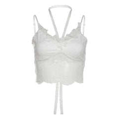 Halter v neck lace cami top