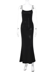 U neck polka dot cami maxi dress