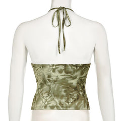 Halter v neck tie dye o ring top