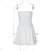 Backless solid A-line tube mini dress