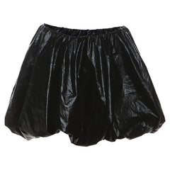PU leather solid mini skirt