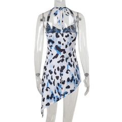 Leopard print halter mini dress