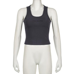 U neck letter print sleeveless tank top