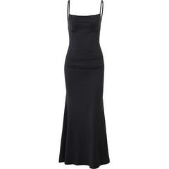 Solid cowl neck backless cami dress | red tango dress