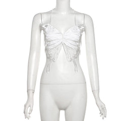 Butterfly embroidery cross back cami top