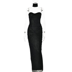 Sweetheart neck glitter ruched 2 piece tube maxi dress