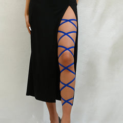 Wrapped solid hollow out cross thigh chain