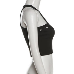 Crewneck sleeveless solid crop top