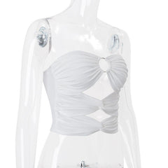 Hollow out o ring ruched tube top