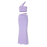 Irregular tube crop solid midi skirt set