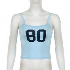 U neck �0�print contrast backless cami top