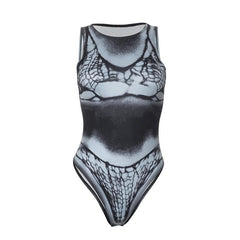Crewneck body print contrast bodysuit