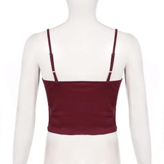 Lace patchwork bowknot backless cami top