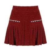 Fluffy beaded pleated mini skirt