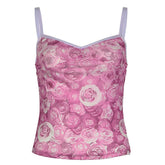 V neck flower print backless cami top