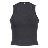 U neck letter print sleeveless tank top