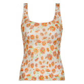 U neck flower print backless cami top