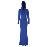 Hoodie long sleeve ruched solid maxi dress | red tango dress