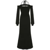 Halter long sleeve 2 piece maxi dress