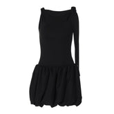 One shoulder knotted bodysuit mini skirt set