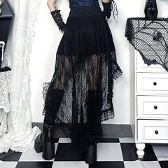 Lace o ring buckle midi skirt