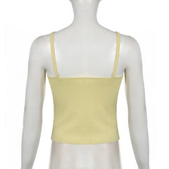 U neck lace hem bowknot ribbed cami top