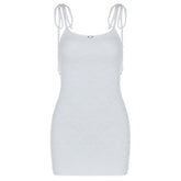 U neck knotted lace cami mini dress