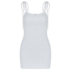 U neck knotted lace cami mini dress