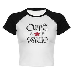 Short sleeve letter print crewneck top