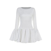 Long flared sleeve ruffle mini dress