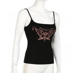 Butterfly print contrast backless cami top