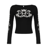 Long sleeve crewneck abstract top