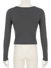 Long sleeve patchwork lace hem bowknot ruched top