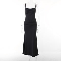 Solid cowl neck backless cami dress | red tango dress