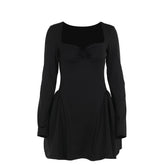 Long sleeve sweetheart neck bowknot mini dress | red tango dress