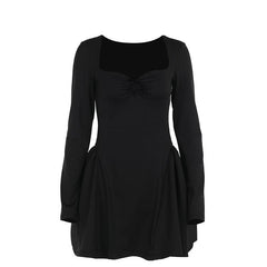 Long sleeve sweetheart neck bowknot mini dress | red tango dress