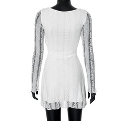 Crewneck long sleeve lace mini dress