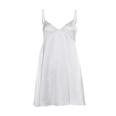 Lace hem backless solid cami mini dress