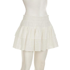 A line hollow out solid mini skirt