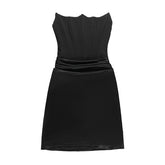 Ruched solid tube backless bustier mini dress