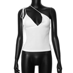 V neck backless 2-way solid cami top