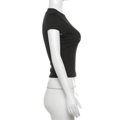 Short sleeve crewneck beaded top