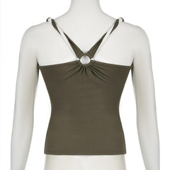 Square neck ruched o ring cami top