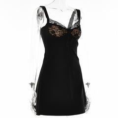 Short sleeve solid lace hem zip-up backless mini dress