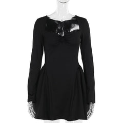 Long sleeve sweetheart neck bowknot mini dress | red tango dress