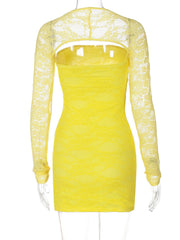 Long sleeve lace shrug tube 2 piece mini dress