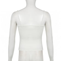 Lace hem bowknot pattern solid cami top